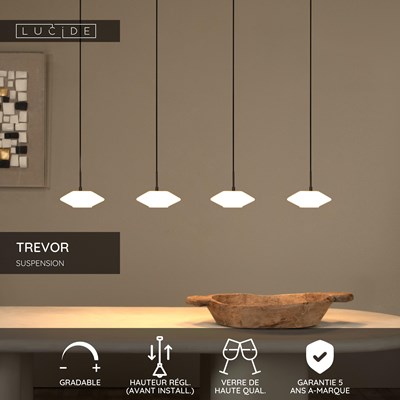 Lucide TREVOR - Suspension - 4xG9 - Opalin